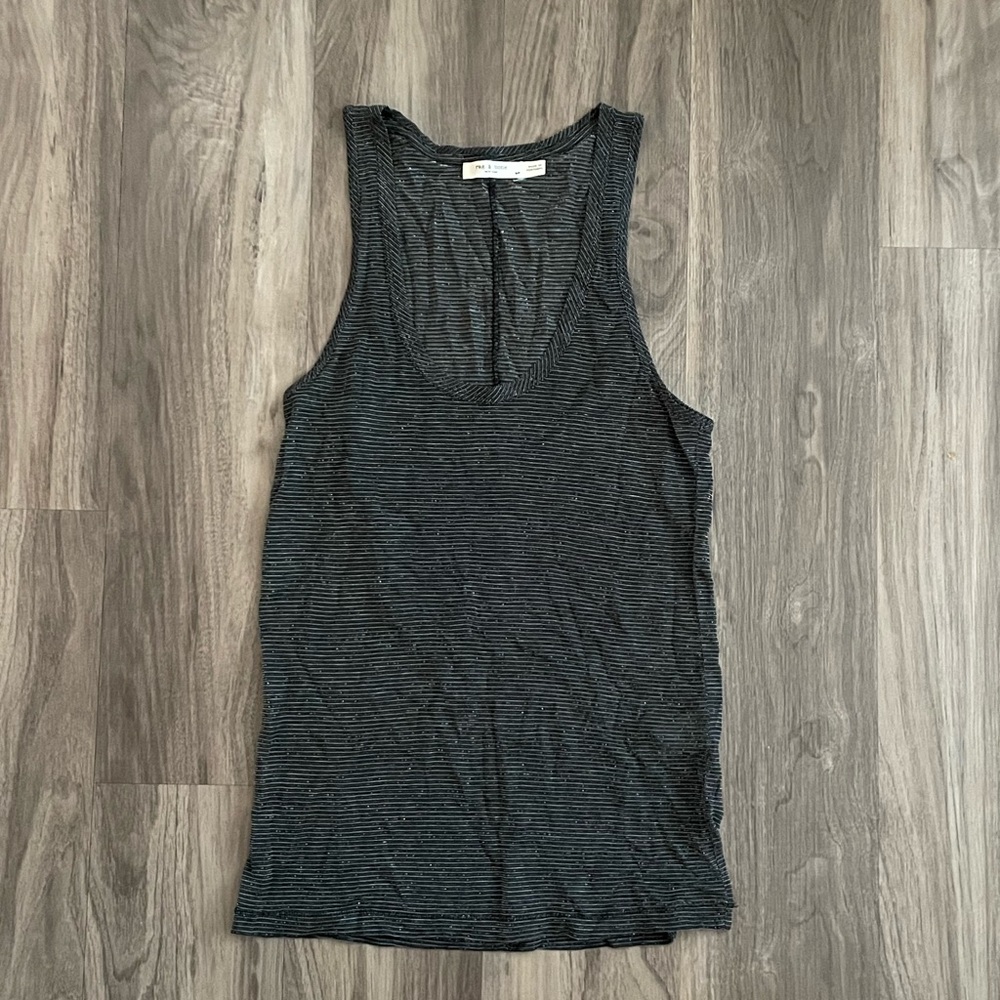 rag & bone razor back silver & black tank